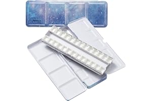 MEEDEN Palette Aquarelle Vide de Poche: Boîte Aquarelle de Voyage en Métal avec 24 Demi-Godets - Palette de Peinture Portable pour Artistes et Amateurs de Peinture
