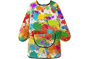 Greyoe 1 Pièces Tablier Enfant, Tablier Peinture Enfant, Blouse Peinture Enfant, Imperméable et Résistante à la Saleté pour la Peinture, Graffitis Colorés L pour Les Hauteurs de Corps de 110 à 130 cm