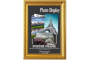 A2Z Home Solutions® Photo Poster Display Wall Hanging Ornate Gold Frame 50 x 70 cm For Print Picture With Clear Perspex 30x15mm Moulding Mounting Hooks MDF backboard