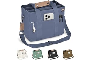 HOMESPON HOMESOPN Canvas Tote Bag for Women Handbag with Compartments and Multi-Pocket for Work School and Travel(Blue)