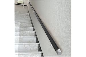 DLMEDA Handrail, 1.6ft-13.1ft Black/White Handrail Wooden, Round Wood Non-Slip Stair Handrail Indoor Elderly Children Villa Loft Safety Banister Hand Grab Rail Corridor Wall Mounted Support Rod