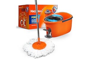 MACRO MAX Macromax 10L Spin Mop and Bucket Set - 360° Rotating Mop with Adjustable Handle - Eco-Friendly Design with 90% Recyclable Materials - Ideal for Hardwood, Laminate & Tile Floor Cleaning