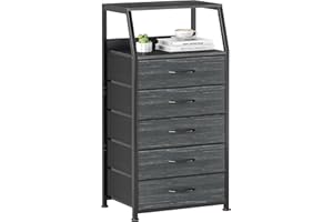 CAIYUN Comodino, tavolino, comodino con 5 cassetti, comodino, cassettiera per camera da letto, armadio, armadietto, facile da montare, stabile