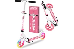SUOTU Trottinette pour Enfants avec 2 Roue Lumineuse de 14,5 cm, Pliable, Hauteur Réglable, Scooter pour Garçons et Filles de 3 à 12 Ans, Charge Max. 50 kg, Aluminium