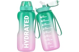 Gohippos Water Bottle, 500ML/800ML/1000ML/2L Sports Water Bottle with Straw and Time Markings, Motivational Drinks Bottle to Stay Hydrated, Tritan, BPA Free, Leakproof, for Gym School Office(1 Bottle)
