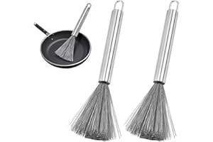 iTYOOS 2 Pezzi Spazzola Da Cucina in Acciaio Inox, Spazzola per Pentole in Acciaio Inox, Spazzola Pentola Spazzola Di Pulizia Piatto in Acciaio Inox, Pot Brush, Setole Extra Lunghe e Manico Lungo