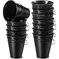 Sadnyy 12 Pack Metal Buckets with Handle, Galvanized Bucket 4.5 x 5 Inch Basket Bucket for Kids, Kids Party Supplies, Crafts for Christmas Halloween Christmas Candy Bars Vase Crafts(Black)