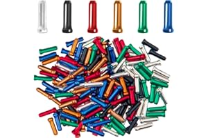 PRETWAD 100 tappi terminali per cavi per bicicletta, 6 colori, tappi terminali per cavi per bici da corsa e mountain bike, terminali per cavi (rosso, giallo, blu, nero, verde, splitter)