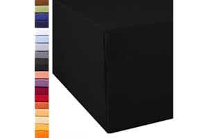 aqua-textil Exclusiv Spannbettlaken 180x200-200x220 cm schwarz Jersey Baumwolle 230g/qm Spannbetttuch Elastan Laken
