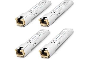 QINIYEK Transceptor 10GBase-T SFP+,transceptor de Cobre 10G SFP+ RJ45,Compatible con Cisco SFP-10G-TS,Ubiquiti UniFi UF-RJ45-10G,Netgear AXM765,Mikrotik,Fortinet,Supermicro,hasta 30 m (Paquete de 4)