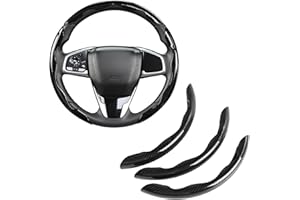 GIANT PANDA Funda de Volante de Fibra de Carbono de 3 Piezas, Ajuste Universal para Volantes Redondos y D, Antideslizante, Color Negro