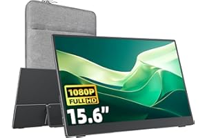 cocopar Tragbarer Monitor 15,6 Zoll 1080P Reisemonitor 85% sRGB mit Lautsprecher HDMI USB-C Externes Display für Laptop MacBook Surface PC Xbox PS4/5, VESA montierbar mit Integrierter Ständer