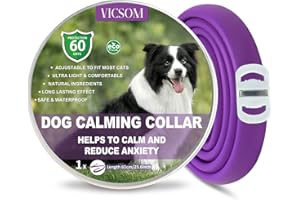 VICSOM Collier Apaisant pour Chiens, Collier Calmant pour Chiens, Collier pour Chien pour Apaiser, Calmant pour Chien Collier Anti-Anxiété de Taille Réglable Effet Apaisant Naturel Violet