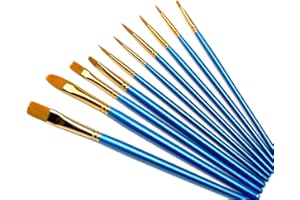 SyiXute 10 Pezzi Pennelli da Pittura,Pennelli Acquerello di Nylon per Dipingere,Pittura Acrilica,Acquerello,Artista Pennello Set,Blu