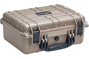 MEIJIA Portable All Weather Waterproof Protective Case,Hard Case,Camera Case with Customized Fit Foam,Fit Use of Drones,Camera,Equipments,Pistols,13.35 x11.63x5.98inches (Desert Tan)
