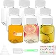 Fisynug 9Pcs 3.5oz/100ml Plastic Juice Bottles with Lids, Leak-proof Reusable Shot Bottles with Label, Funnel and Brush, for Storing Juices, Water,Milk