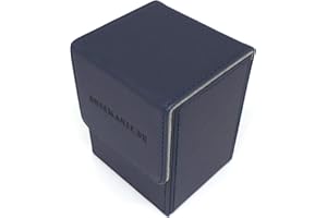docsmagic.de Premium Magnetic Flip Box (80) Dark Blue + Deck Divider - MTG PKM YGO - Kartenbox Dunkelblau