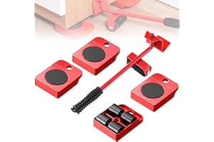 FUZHIK Heavy Duty Furniture Lifter Kit with 4 Sliders Heavy Furniture Roller Move Tool Set for Sofas, Couches and Refrigerators Easy and Safe Moving (Red)
