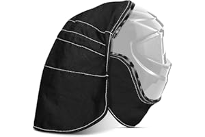 CHIHUTOWN Welding Helmet Cover Set, Welding Helmet Bib Cover, Wrap-Around Helmet Back Cover, Helmet Extended Cover with Press Fit Seal, Welding Neck Protection for Most Welding Helmet Cover (Black)