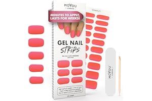 MOYOU LONDON Semi Cured Gel Nail Strips - 20 Pcs. Nail Wraps for Salon-Quality Manicure - Works with Any UV Lamp - Easy to Apply, Trim, & Remove Gel Stickers