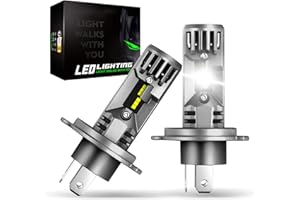 ALTUEEY H4 LED Headlight Bulbs, 70W 20000LM Mini H4 Bulbs with Cooling Fan 6500K 600% Cool White Wireless Car Conversion Kit High Low Beam Lights Halogen Replacement Non-polarity Plug and Play