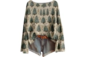 GENERIC Funny Christmas Jumper for Women, Long Sleeve Loose Fit Boat Neck Sweater Pullover, Festive Knitted Jumper with Multiple Designs for Holiday & Casual Wear