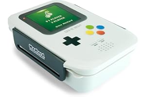 MUSTARD - Pudełko na lunch dla gracza w stylu retro z przegródkami w zestawie plastikowe sztućce I pojemnik do przechowywania żywności I plastikowe pudełko Bento Box I śmieszne pudełko na lunch 'I Funny Supplies szkolne I Do zmywarki I Retro Gamer - szary