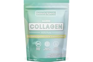 BEAUTYXPERTS Marine Collagen Capsules | with Biotin, Hyaluronic Acid & Vitamin C | High Strength Pure Collagen Peptides Supplements for Women and Men | 60 Capsules (Not Tablets or Powder)