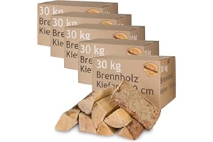 Bois de pin 5-500 kg Bois de Chauffage 30 cm pour Poêle et Cheminée Brasero Grill Panier à Feu Bûches Flameup, Quantité:150 kg