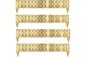 FAHD Traders - 1M Fixed Wooden Log Garden Border Edging | Decorative Picket Fence | Weather-Resistant Lawn Edging for Flower Beds, Pathways & Patio (Natural Wood) (4)