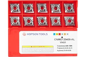 HOPSON TOOLS CNMG120408 Inserti in metallo duro per alluminio, per la lavorazione dell'alluminio con rompitruciolo AF, 10 pezzi