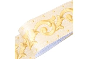 JUMRHFAN Frise de papier peint autocollante - 10,6 x 500 cm - Pour salon, cuisine, salle de bain - Amovible et imperméable - En PVC - Bordure décorative - Beige