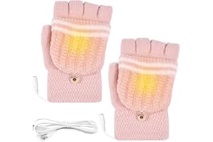 Forhome ogrzewane rękawice zimowe, ogrzewane rękawice USB, można prać w ogrzewaniu, można prać elektrycznie, pełne, pół-dziergane rękawice do użytku na zewnątrz zimowe (czarne)