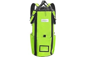 AOLEBA Arborist Rope Storage Bag Tree Climbing Rock Rope Bucket Backpack Rope Storage Bag Large Capacity 1680D Thicken Nylon Material with Hand Straps, Side Pockets - Neon Green