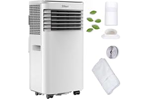 ZILAN Mobilny klimatyzator 9000 BTU z wężem powietrza wylotowego i uszczelką okienną, mobilny klimatyzator 24 h, timer – wentylator chłodzący, 300 m³/h, osuszacz powietrza 1,2 l/h, cichy klimatyzator z