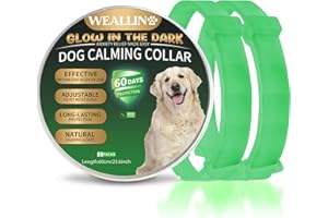 WEALLIN Collare Calmante per Cani, Si Illumina al Buio Anti-Ansia Collare Calmo per Cani, Regolabili e Impermeabile 60 Giorni Collare Calmante per Cuccioli Cani di Grossa Taglia(2pz, Verde