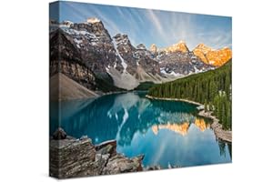 PICANOVA – Lago de Montaña Moraine 40x30cm – Cuadro Sobre Lienzo – Imagen Impresión en Lienzo Montado sobre Marco De Madera – Cuadro Decoración Moderno Para Salón o Dormitorio – Montañas