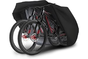 ZEPPHI Funda para Bicicleta Exterior para 2 Bicicletas, 210D Oxford Cubierta Protector Impermeable contra Lluvia UV Polvo Nieve para Montaña Carretera con Cinturón, 220x110x95 cm (Negro - para 2 Bicicletas)