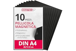 Magstick Pellicola magnetica I 10 pezzi I DIN A4 I flessibile autoadesiva ritagliabile magnetica per il fai da te per punzonatura fogli magnetici I mag285