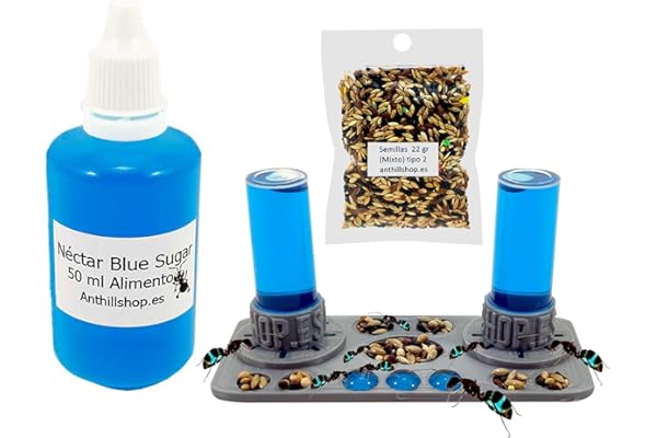 Aliment pour fourmis: excellent kit d'alimentation Comprend nectar Blue Sugar 50 ml, sac de mélanges de graines 22 g