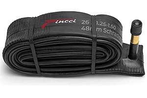 Fincci 26 x 1,25 1,50 Pulgadas 48mm Cámara de Aire Schrader Válvula Interior para Carretera MTB Montaña Hibrida Bici Bicicleta