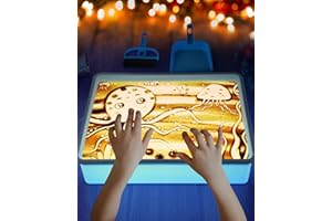 ATMINI Peinture au Sable Bac à Lumière Pour Enfants - 4 Paquets de Sable Naturel, Plateau et Ensemble de Jouets Sensoriels à Partir de 3 Ans