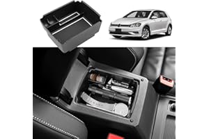 Coleya Mittelkonsole Aufbewahrungsbox Kompatibel mit VW Golf 7 7.5 2013-2019, Golf 7 Zubehör Armlehne Organizer, Golf 7.5 Mittelarmlehne Handschuhfach Mit Rutschfestermatte (Weiß)