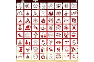 TSASWEET 64 Stencil Natalizi Riutilizzabili Stencil Natalizi in plastica 7.5cmx7.5cm Modello di Pittura Natalizia Stencil per Pittura per Decorazioni Natalizie, Cartoline Fai da Te, Scrapbooking