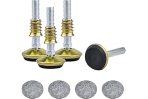 INCREWAY Swivel Furniture Leg Levelers, 4PCS Adjustable Leveling Feet Glide Durable Metal T-Nut Leveler Sliders Protectors for Chair Table Sofa(Gold)