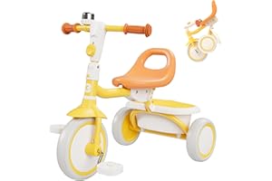 besrey Kleinkinder-Dreirad mit Klingel, Kinderdreirad Alter 18 Monate BIS 5 Jahre, Kinderdreiräder, Kleinkinderfahrräder für 1-3-Jährige, Kleinkinderdreiräder für 2-4-Jährige, Gelb