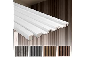 HEXIM Lamella pared HDPS poliestireno - revestimiento laminar paneles acústicos paneles de pared imitación madera - (1 tira final - blanco) pared de paneles de madera