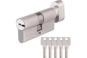 TAKUZA Schließzylinder mit Knauf, 30/30 mit 5 Messing-Schlüsseln, Schließzylinder aus Messing, Profil-Knaufzylinder, Wendeschlüssel, Zylinderschloss,Türschloss Ersatzzubehör,Sicherheitsschloss Haustür