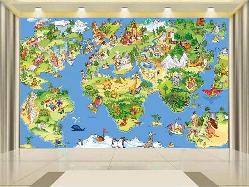 Carta Da Parati 3d Foto Wallpaper Personalizzato Soggiorno Bambini Murale Mappa Del Mondo Del Fumetto 3d Adesivo Pittura Wallpaper