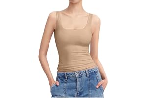 SNAKELL Women's Vests Tank Tops for Women Square Neck Lightweight Stretch Slim Fit Undershirt Seamless Sleeveless Gym Yoga Vest Tops Ladies for Women Girls Fitness Sports Cotton Vest Casual Blouses Shirts